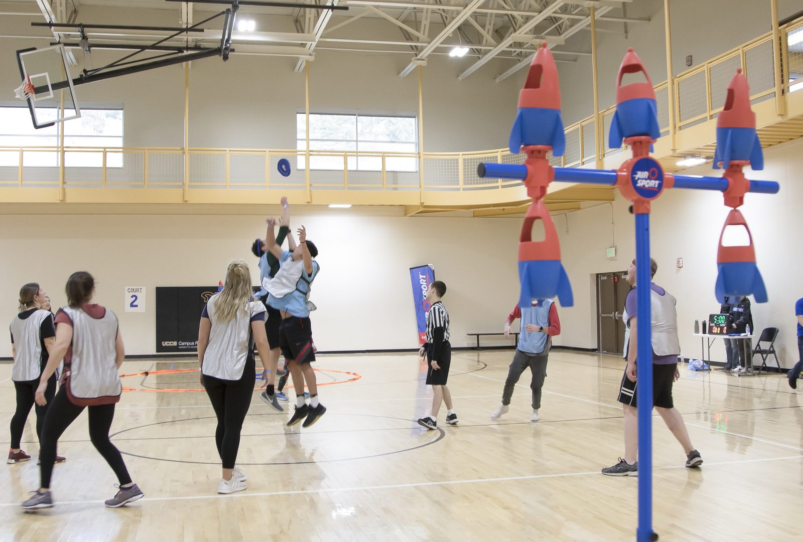 Players competing indoors